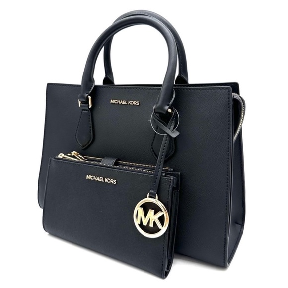 Michael Kors Sheila Medium Center Zip Satchel Bag & Large Double Zip Wallet